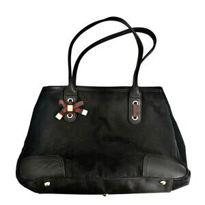 Vintage Y2K Gucci GG Princy Black Canvas Leather Monogram Tote Handbag Purse